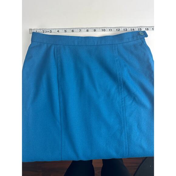 Vintage Pendleton Size 12 100% Wool Midi Length Straight Pencil Skirt Blue - Picture 5 of 10